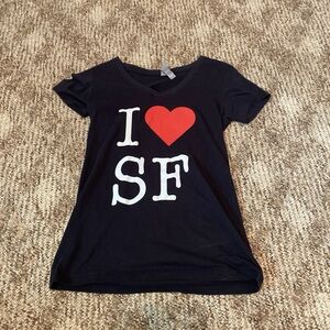 Next Level Apparel Black Tee with Red Heart 'SF' Design